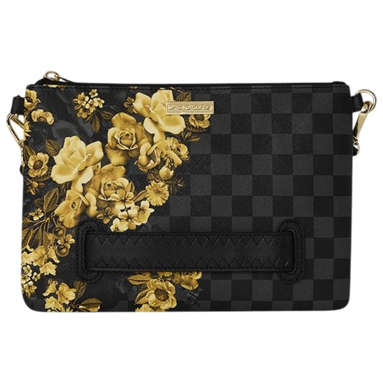 SPRAYGROUND GOLD FLORAL REMIX CROSSBODY POUCHETTE Μαύρο